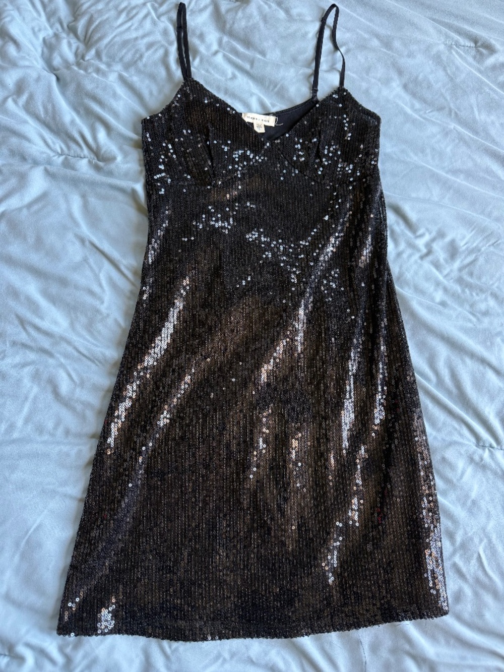 Urban Outfitters Silence + Noise S Black Sequin Mini Slip Dress
